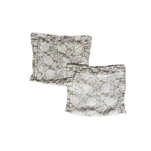 Pair Schumacher King Shams Pillowcases Pomegranate Print Taupe Brown Luxury 2